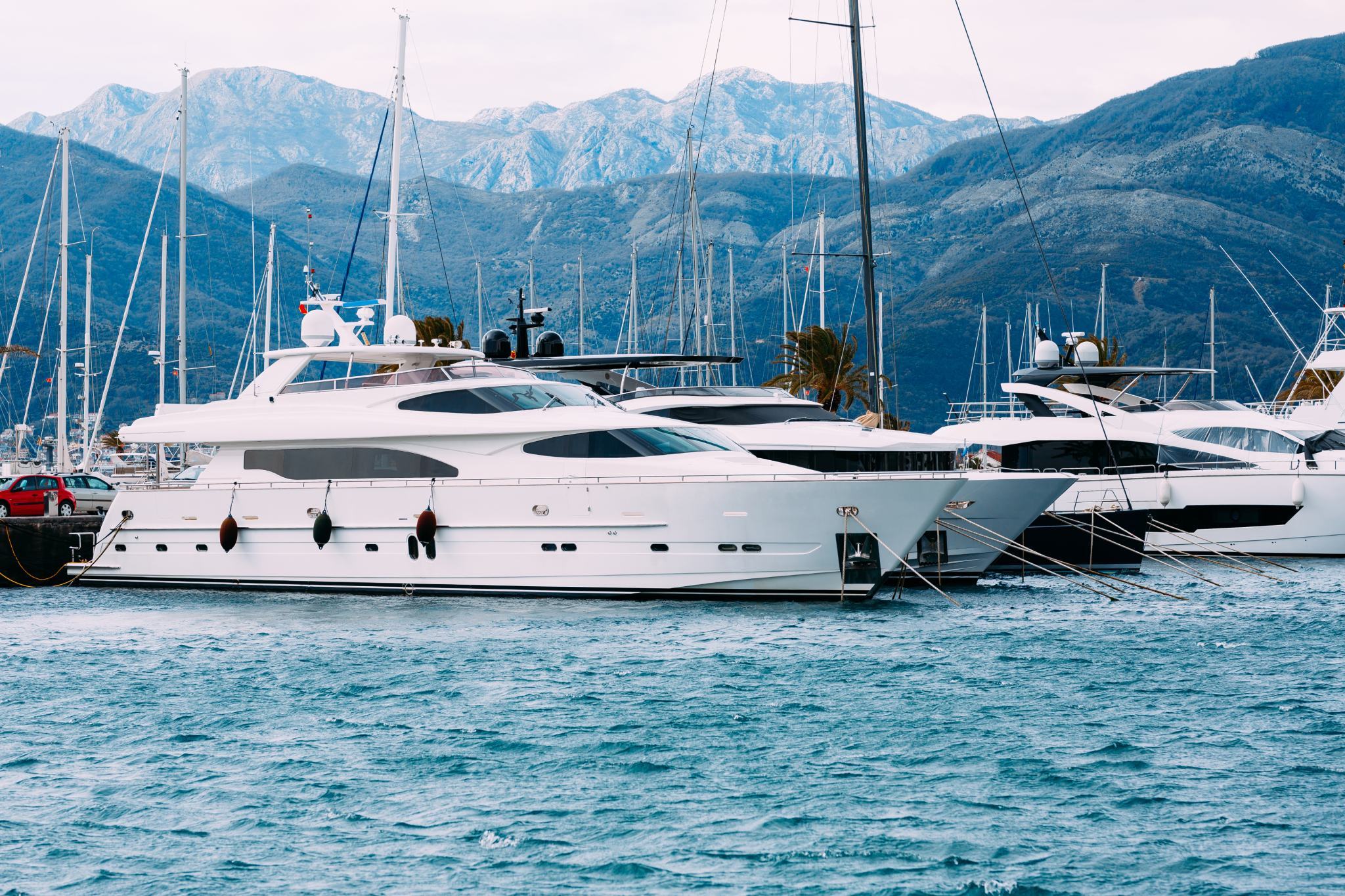 Prestigious harbor filled with yachts — a haven where creativity thrives and the best boat names come to life.