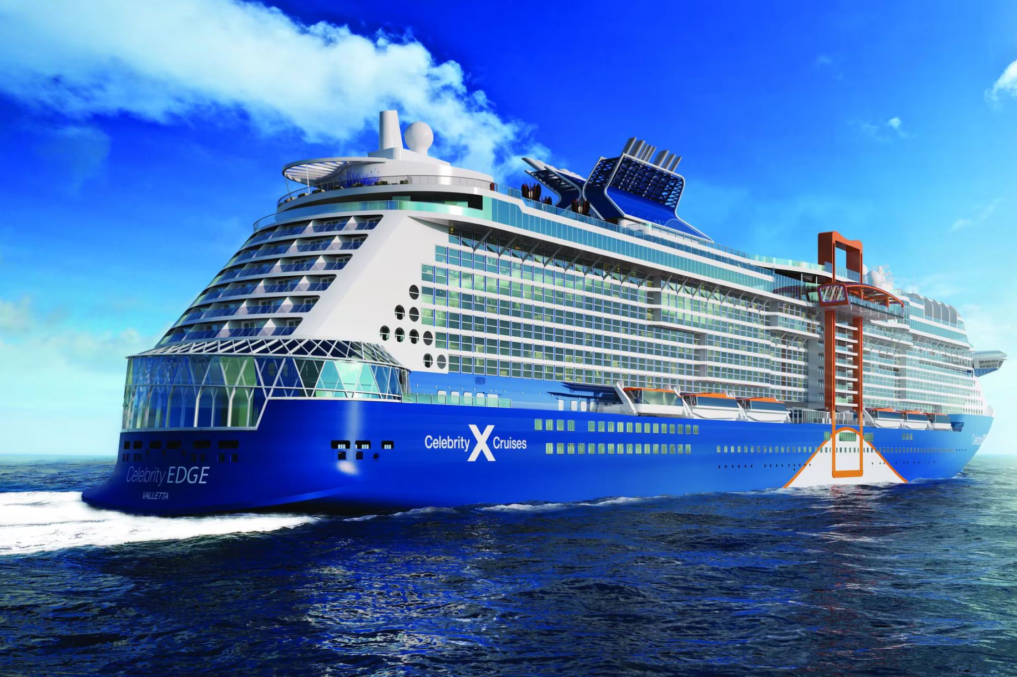 Celebrity Edge modern cruise ship at sea, representing the best cruise lines for couples who enjoy contemporary luxury