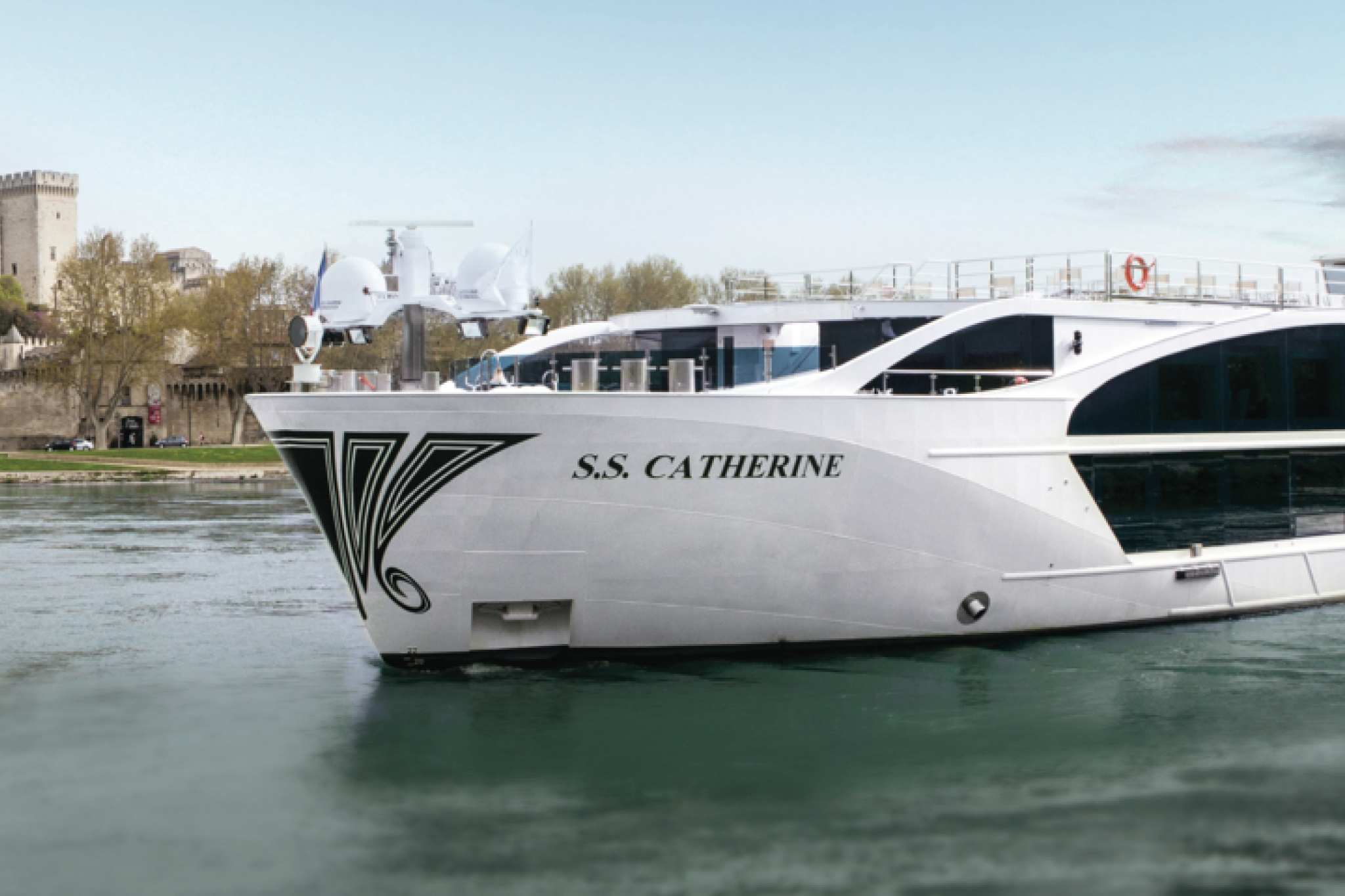 Uniworld’s S.S. Catherine on a scenic European river — a boutique, luxury choice among the best cruises for Christmas.