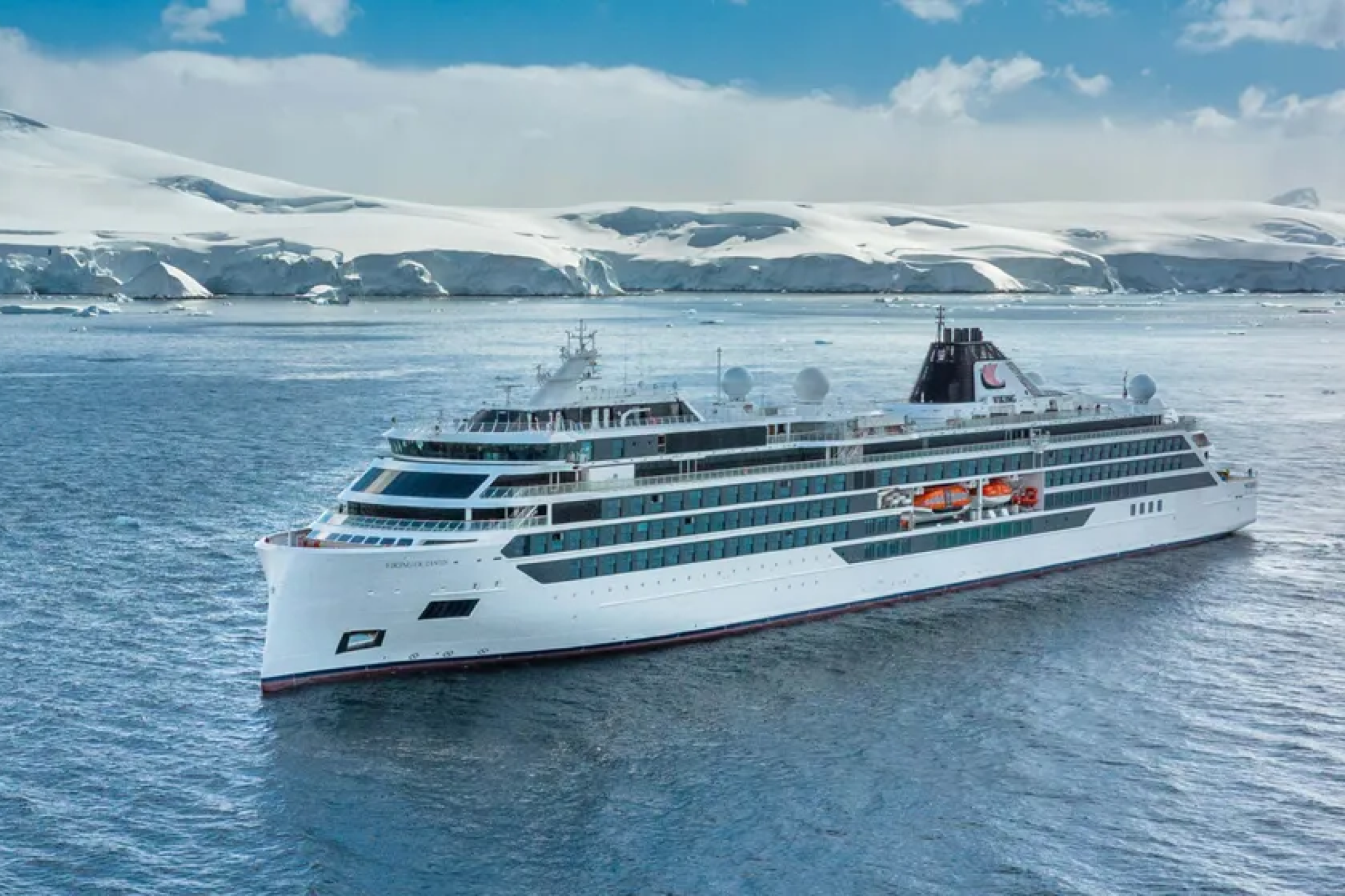 Viking Expedition ship sailing through icy waters in Antarctica — a once-in-a-lifetime voyage among the best cruises for Christmas.