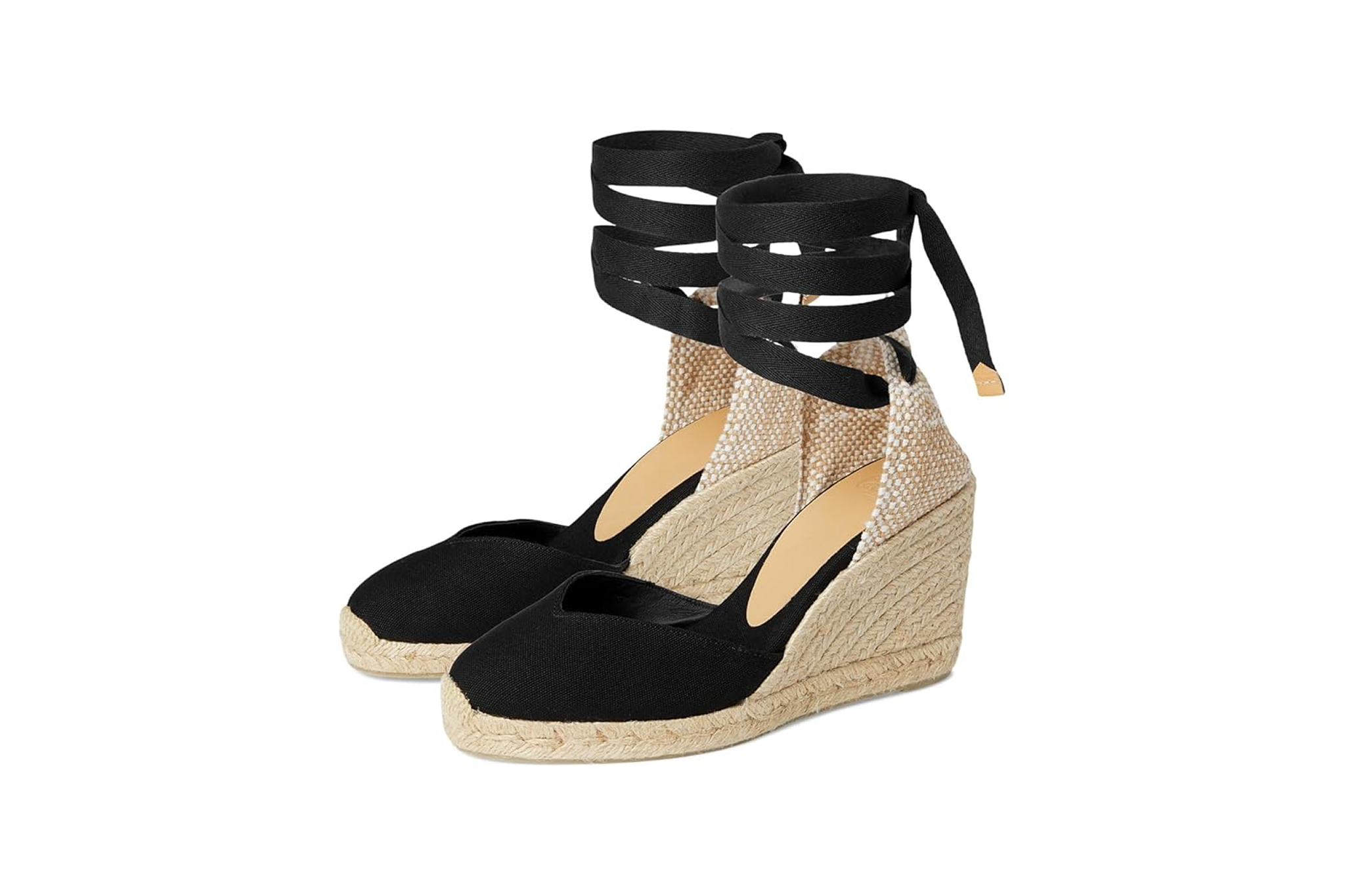 Castañer Carina 80 black wedge espadrilles with ankle ties - best espadrilles for coastal elegance