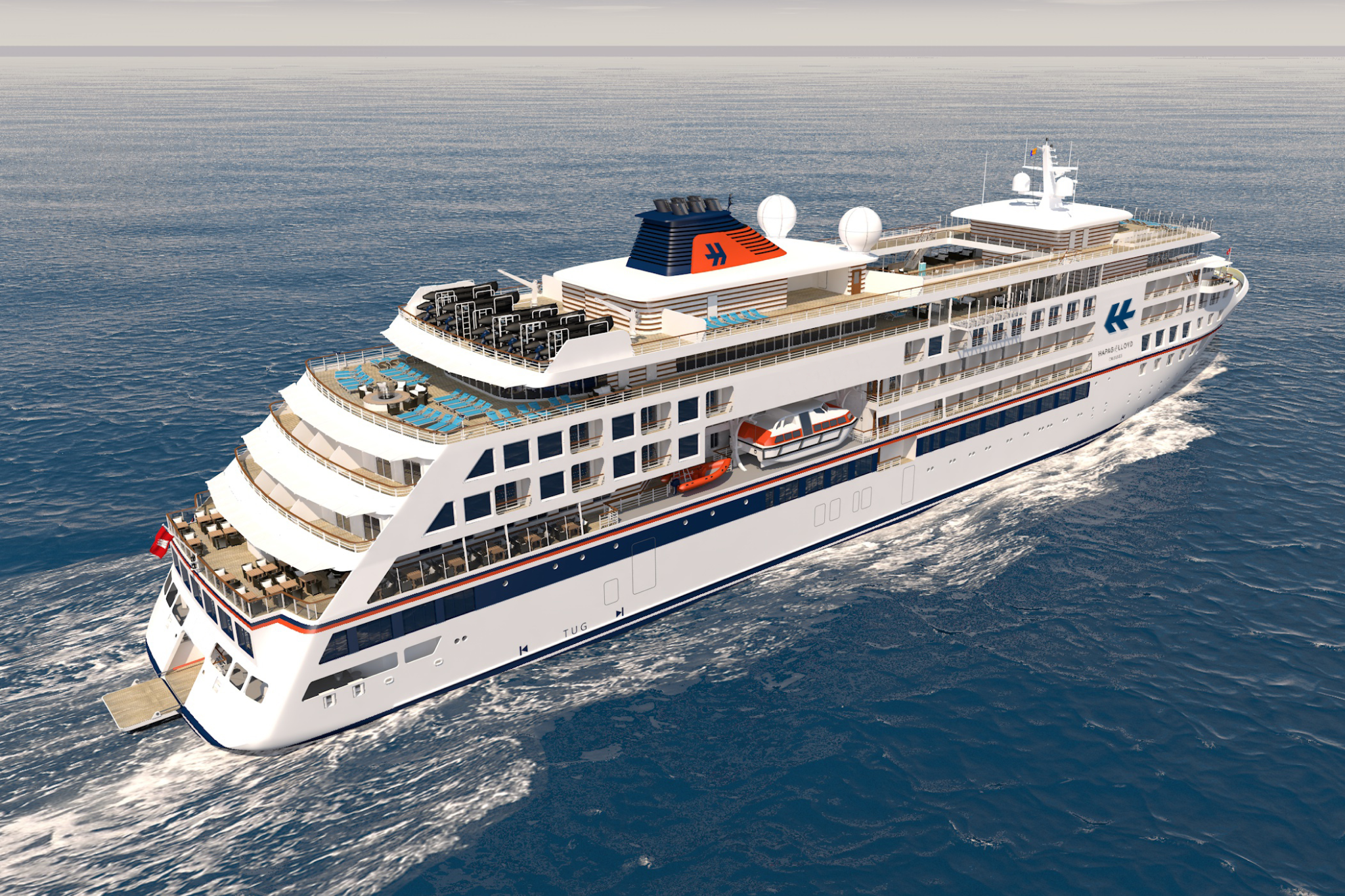 Hapag-Lloyd expedition vessel underway in open waters, reflecting German precision and polar expertise that secure its spot in the best expedition cruise lines.