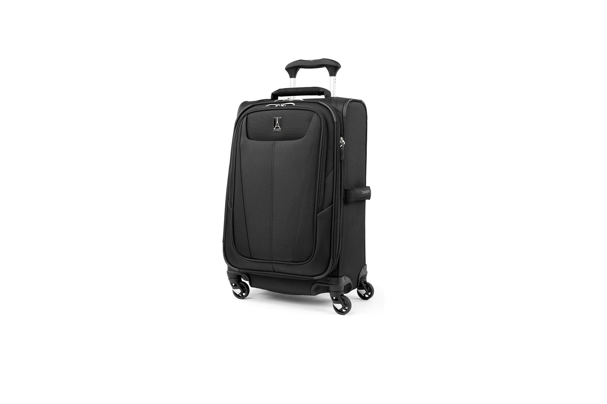 Travelpro Maxlite 5 softside carry-on in black with streamlined profile, consistently ranked among the best luggages for lightweight handling and ease of mobility.