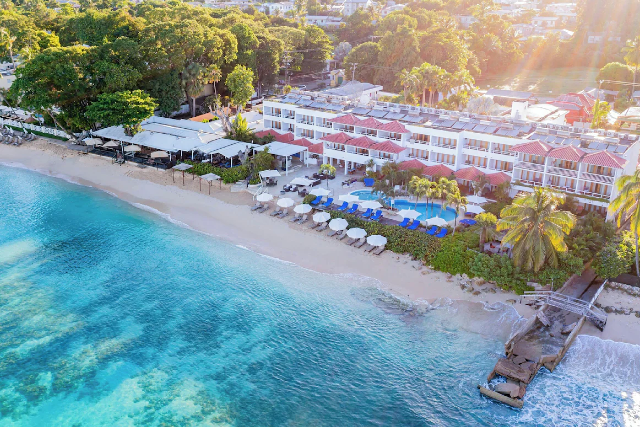 Aerial beachfront view of The House Barbados, an exclusive adults-only retreat listed among the best luxury resorts in Barbados.
