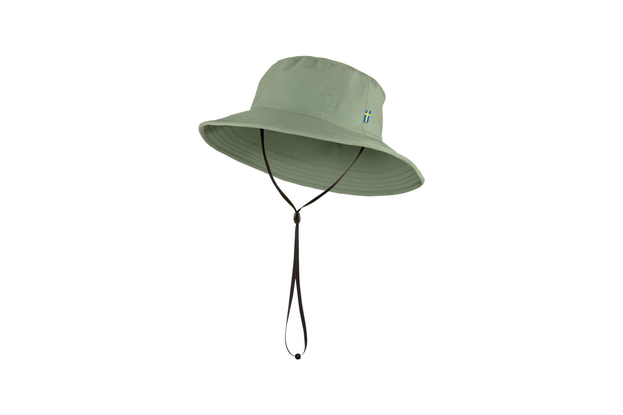 Fjällräven Abisko Sun Hat in sage green with adjustable chin strap, ranked among the best sun hats in 2025 for lightweight coastal travel and reliable UV protection.