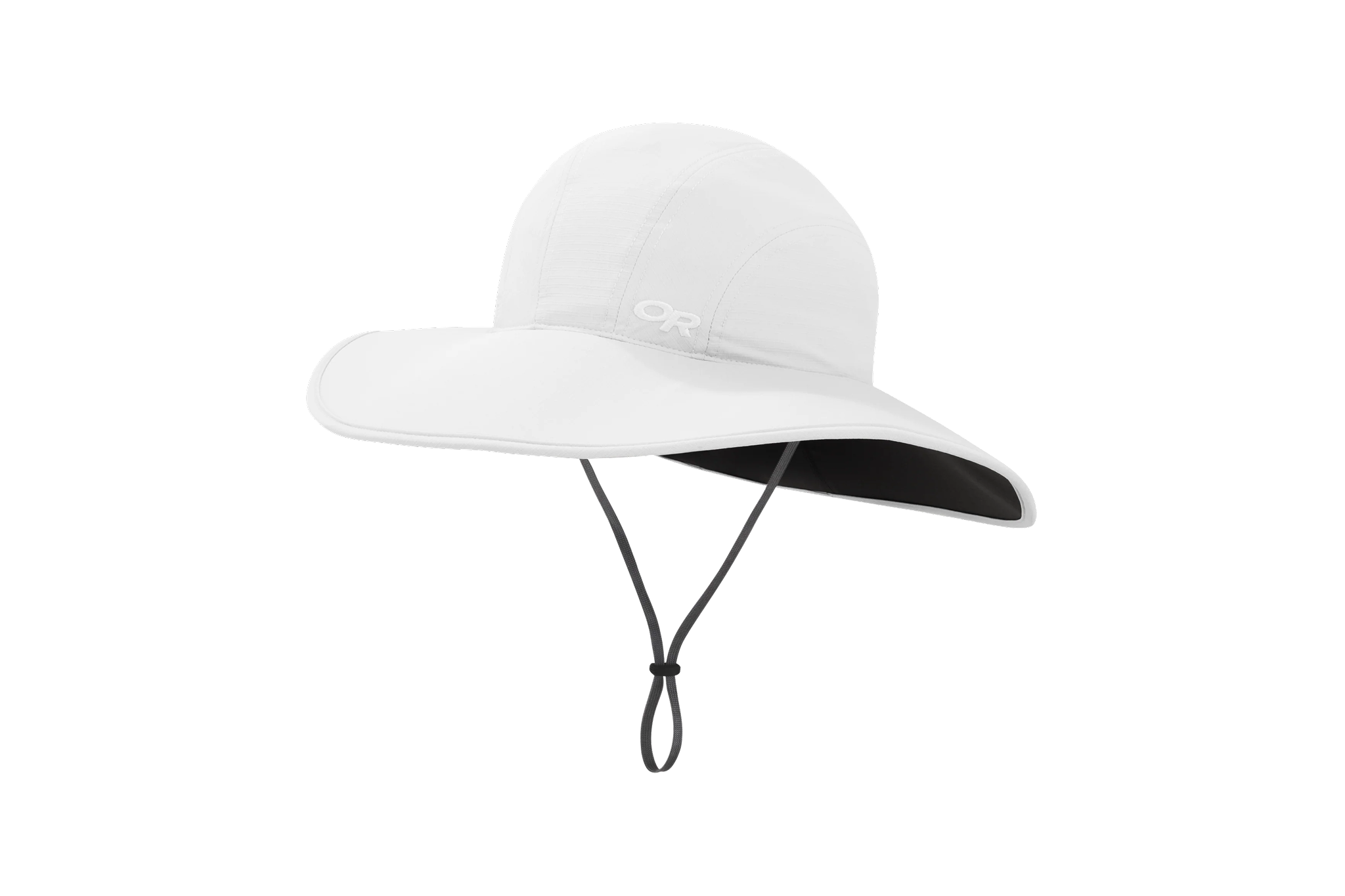 Outdoor Research Women’s Oasis Sun Hat in white with wide brim and chin strap, ranked second among the best sun hats in 2025 for elegant protection and comfort.