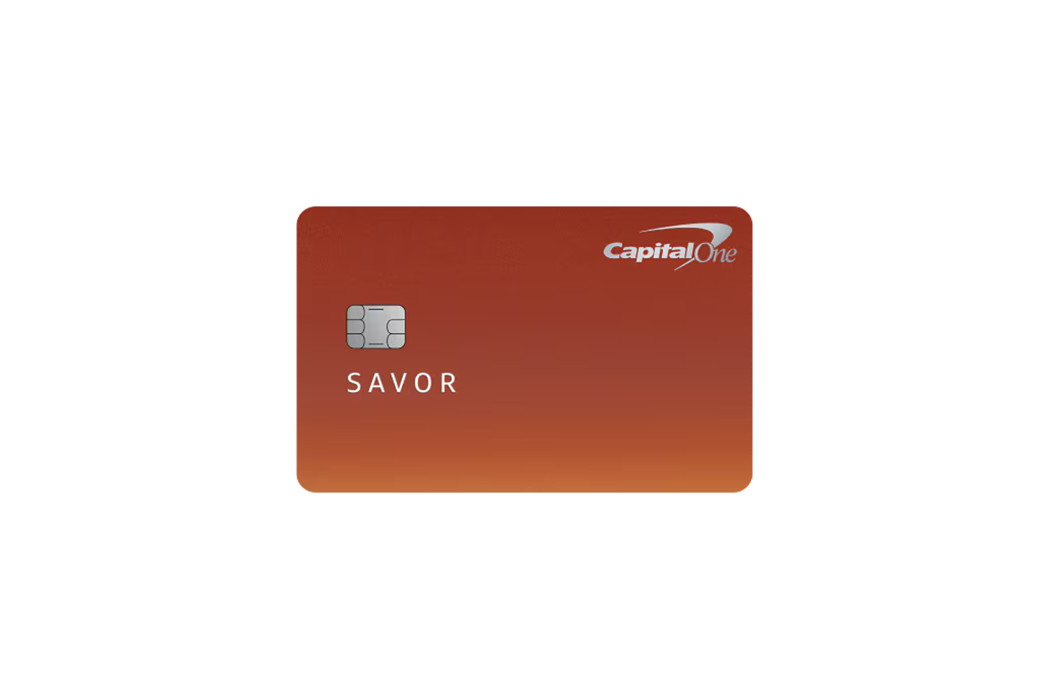 An orange Capital One SavorOne Cash Rewards credit card, chosen as the best travel card of 2026 for road trips and domestic travel, offering 3% cash back on gas stations, dining, entertainment, and streaming services, with no annual fee.