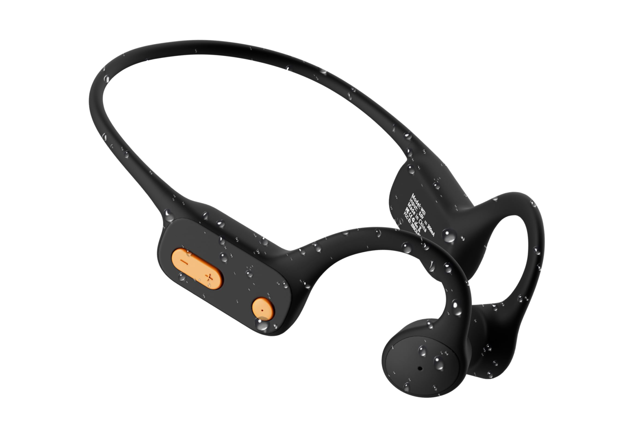 Tayogo waterproof bone conduction headphones for swimming with IPX8 rating and orange control buttons – among the best waterproof headphones for swimming.
