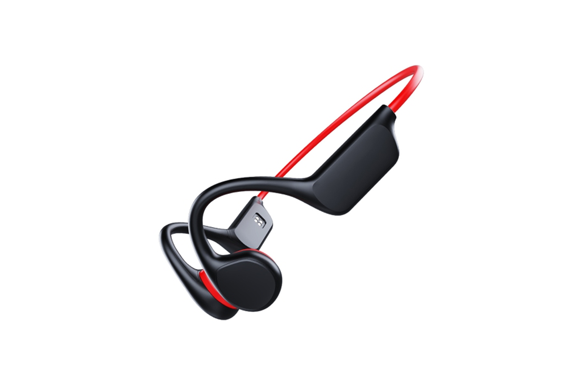 X7 waterproof bone conduction headphones in black and red, designed for swimmers – top pick for best waterproof headphones for swimming.