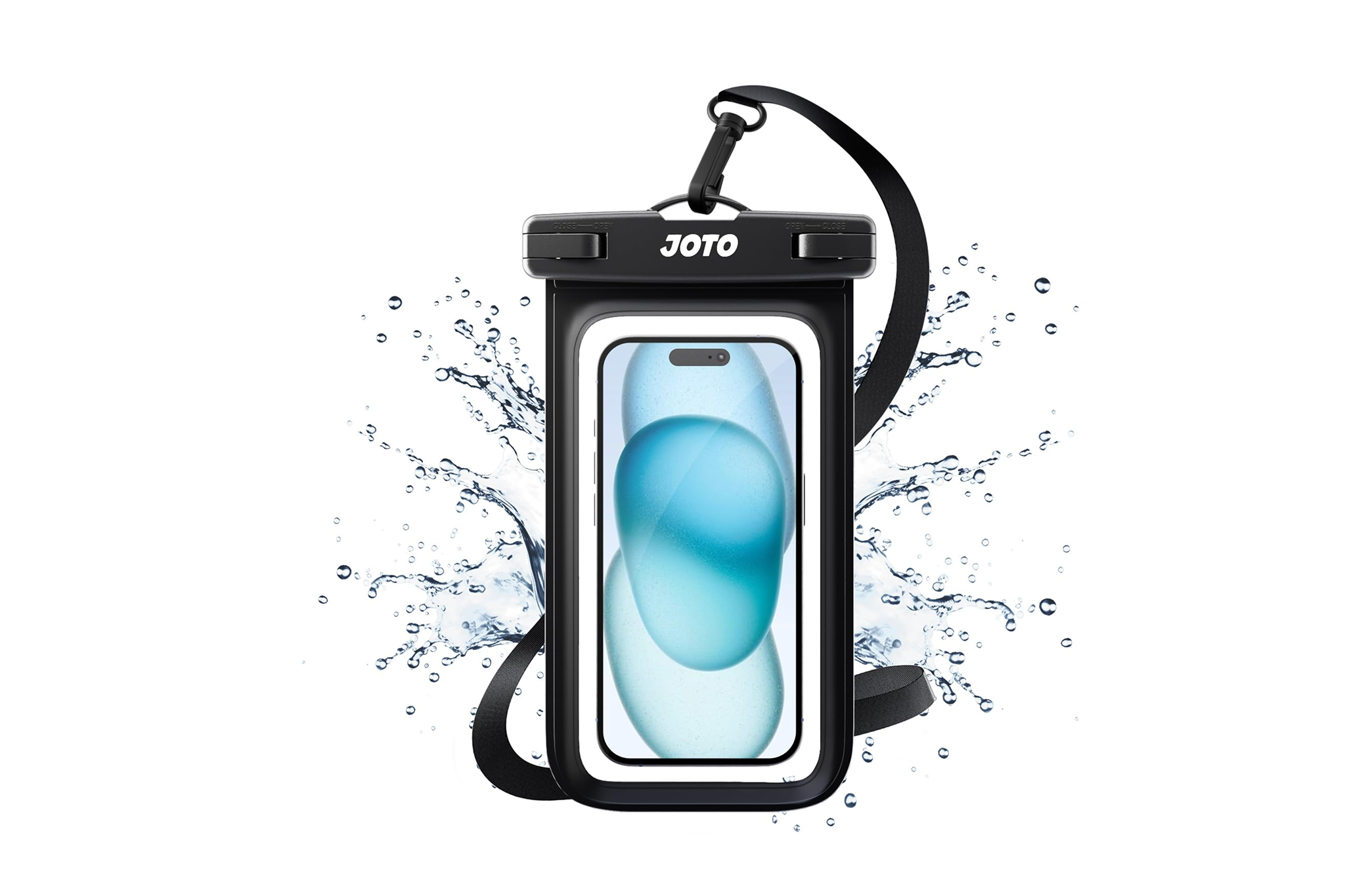 Joto universal waterproof phone pouch with iPhone protected from water splashes - budget-friendly option from the best waterproof phone pouches with IPX8 submersion rating
