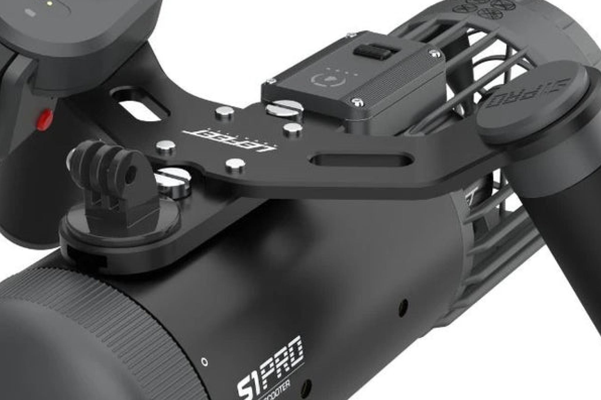 LEFEET S1 Pro showing close-up of control switch and mounting bracket design