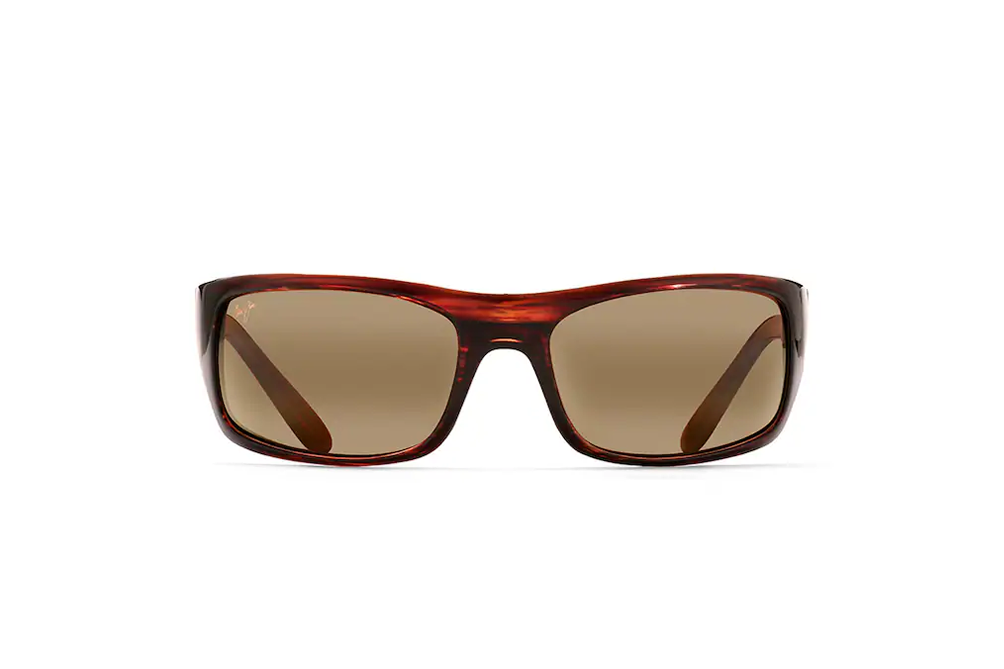 Front view of Maui Jim Peahi Sunglasses featuring wraparound frame and bronze polarized lenses