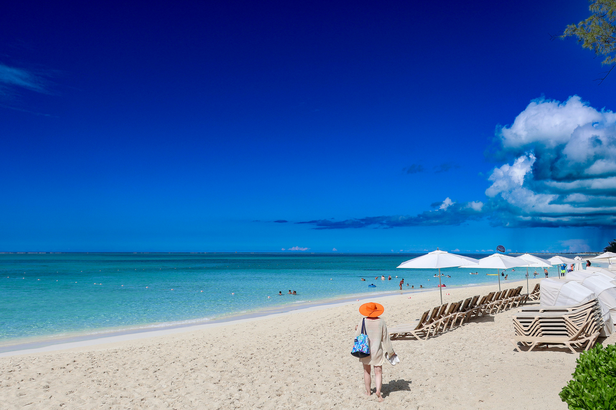 Grace Bay pristine white sand beach with crystal clear turquoise water in Turks and Caicos, most scenic islands in the Caribbean