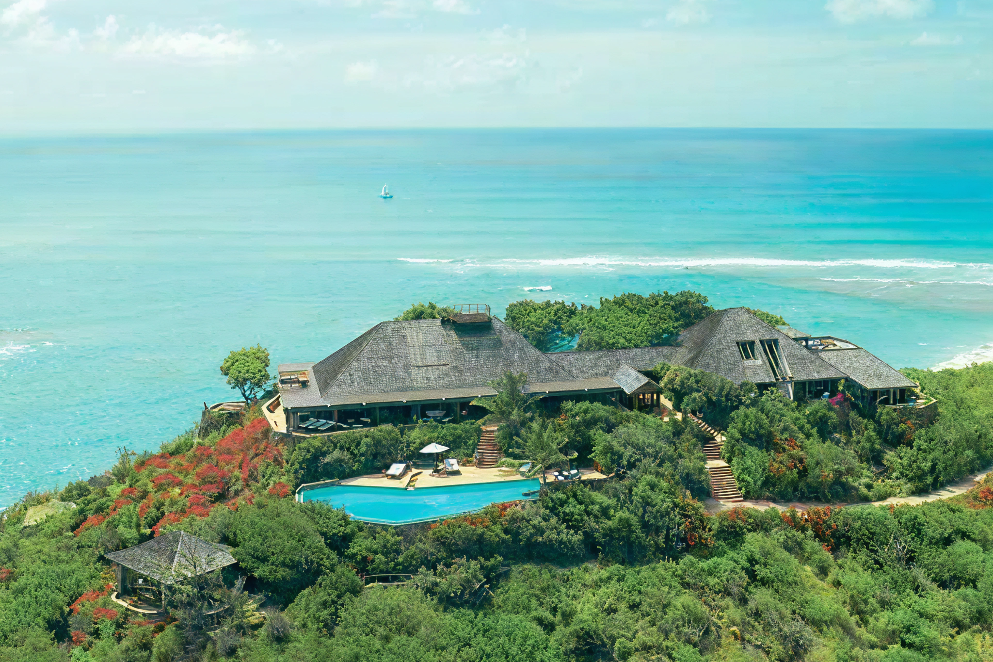 Aerial view of Necker Island