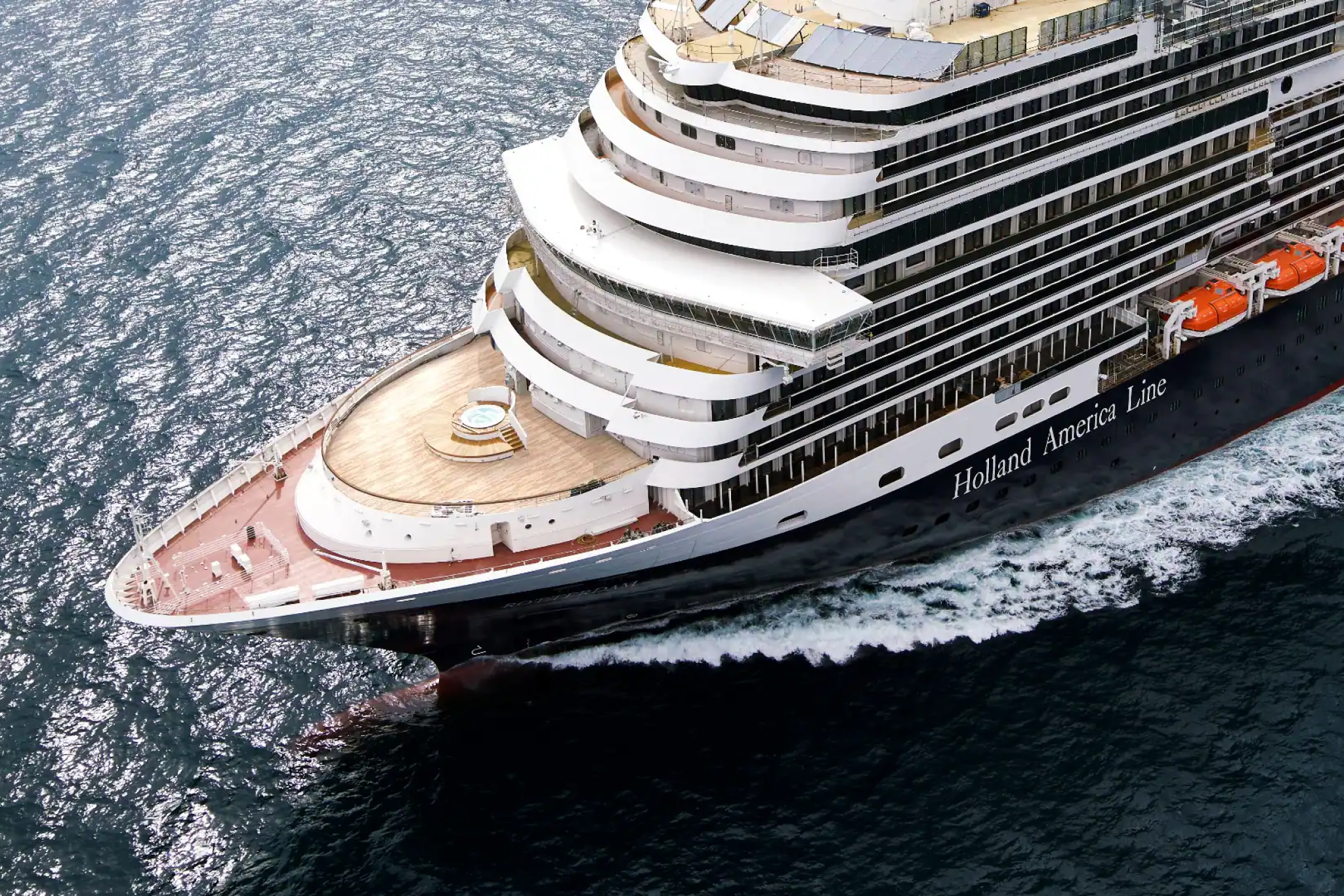Holland America cruise ship sailing on open sea—one of the best cruises for seniors seeking refined comfort and cultural enrichment.
