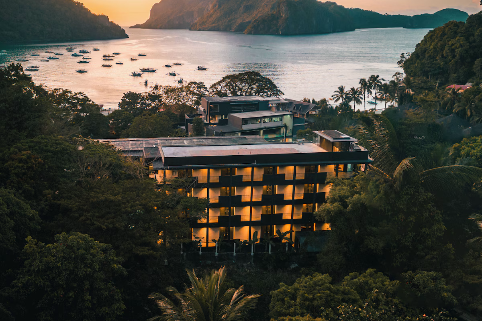 Modern boutique resort near Calaan Beach with rooftop views of Bacuit Bay — where to stay in El Nido, Palawan.